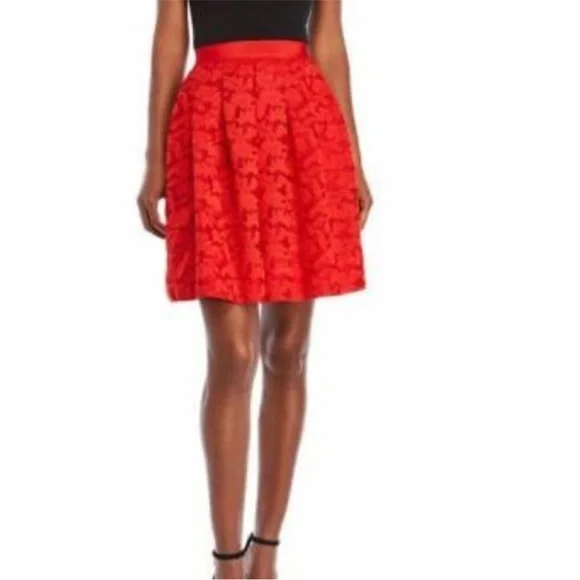 Sandro Mid-length Lace Skirt Red Sz 2 - Picture 1 of 13